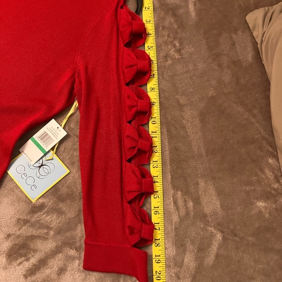 CeCe Glitz&Glamour Ribbon Red Knit Dress Size L - Picture 8 of 8